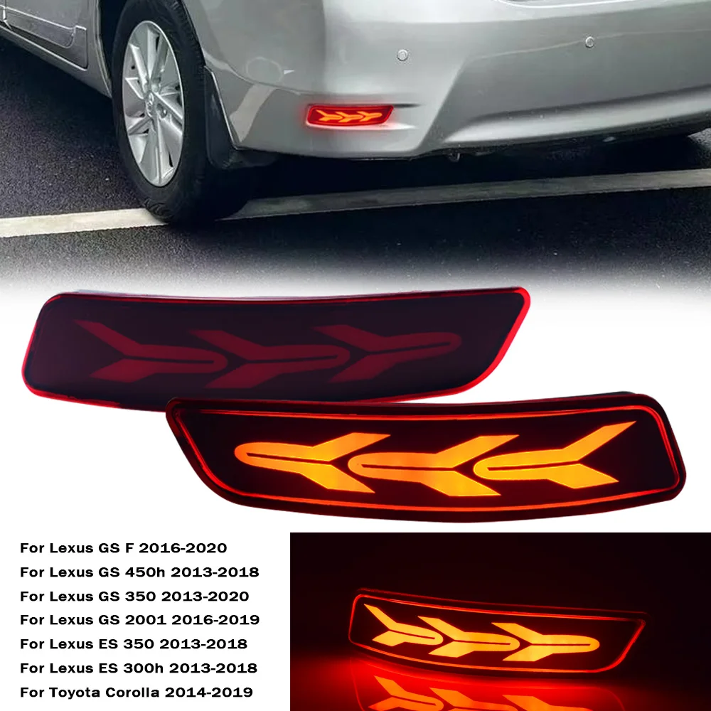 

2x RED LED Rear Bumper Reflector Light Brake Stop fog Lamp For Lexus GS200t GS250 GS300 GS460 GS-F ES250 ES350 ES300h 2013-2018
