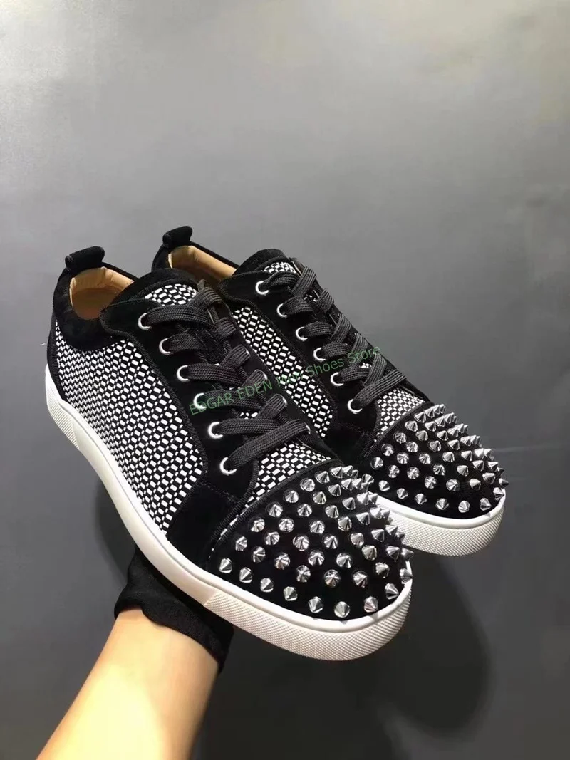 New Style Men\'s Lace Up  Rivet Round Toe Single Shoes Comfortable Flat Heel Spring Autumn Fashion Sneaker Casual Shoes For Men