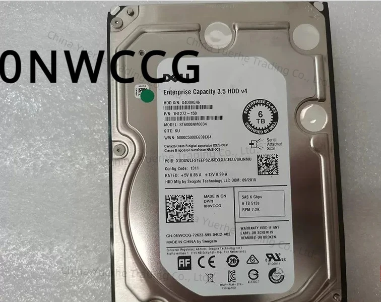 

ST6000NM0034 0095 6T Жесткий диск 7,2K 3,5 SAS 12 ГБ 0NWCCG NWCCG