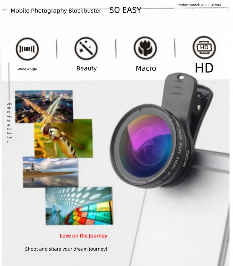 0.45X universal ultra-wide-angle 12.5x macro SLR special effects external camera mobile phone lens