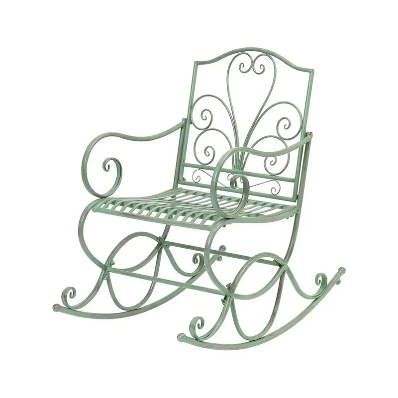 Antique Green Metal Handmade Terrace Bench Traditional Design Durable Outdoor Garden Furniture Home Decoration for Adult