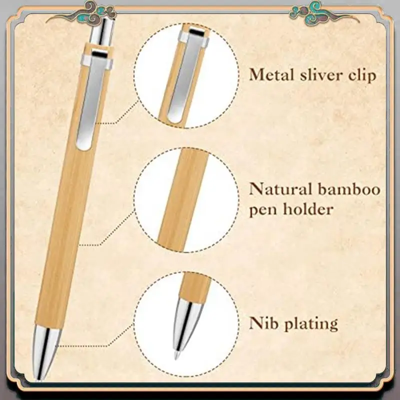 200 Pcs Bamboo Ballpoint Pens Wooden Retractable Ballpoint Pen Bamboo Black Ink 1Mm Pen Wood Sustainable Pens 13.5 X 1.1Cm