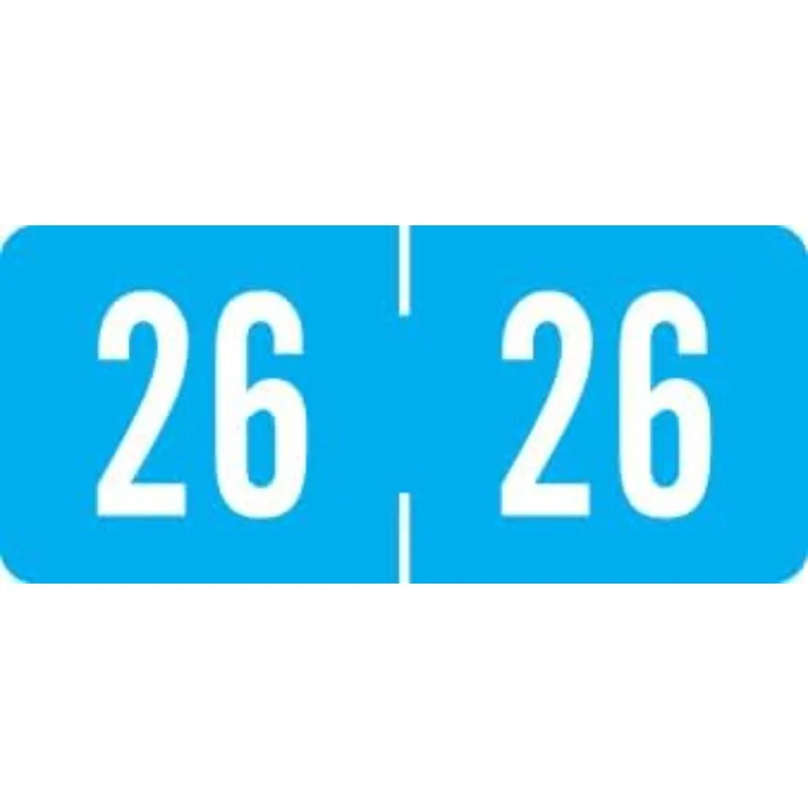 2026 Маленькие годовые этикетки Доктор Вещи 2026 Наклейки с диаграммой Светло-голубые цветные кодовые вкладки Продукты Стиль США Сделано года Наклейки для En