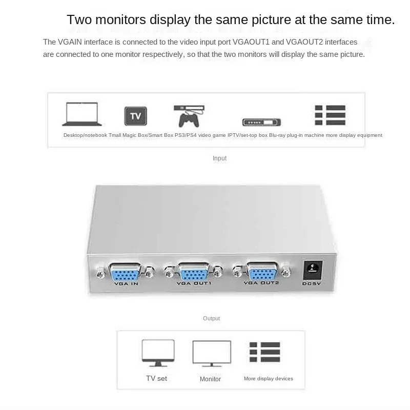 MT-VIKI 2Port rozdzielacz VGA 1 wejście 2 wyjście HD rozgałęźnik wideo 1 komputer Host do podłączenia dwóch monitorów rozdzielacz MT-1502