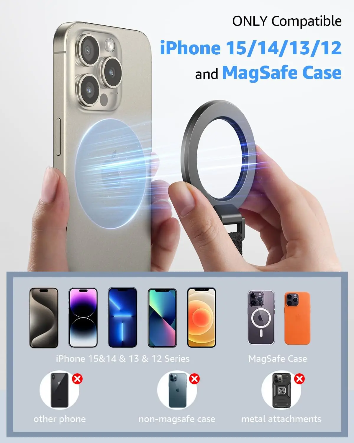 Voor Magsafe Telefoon Grip Met Vinger Riem Afneembare Magsafe Ring Stand Vinger Riem Voor Magsafe Accessoires Op Iphone Samsung