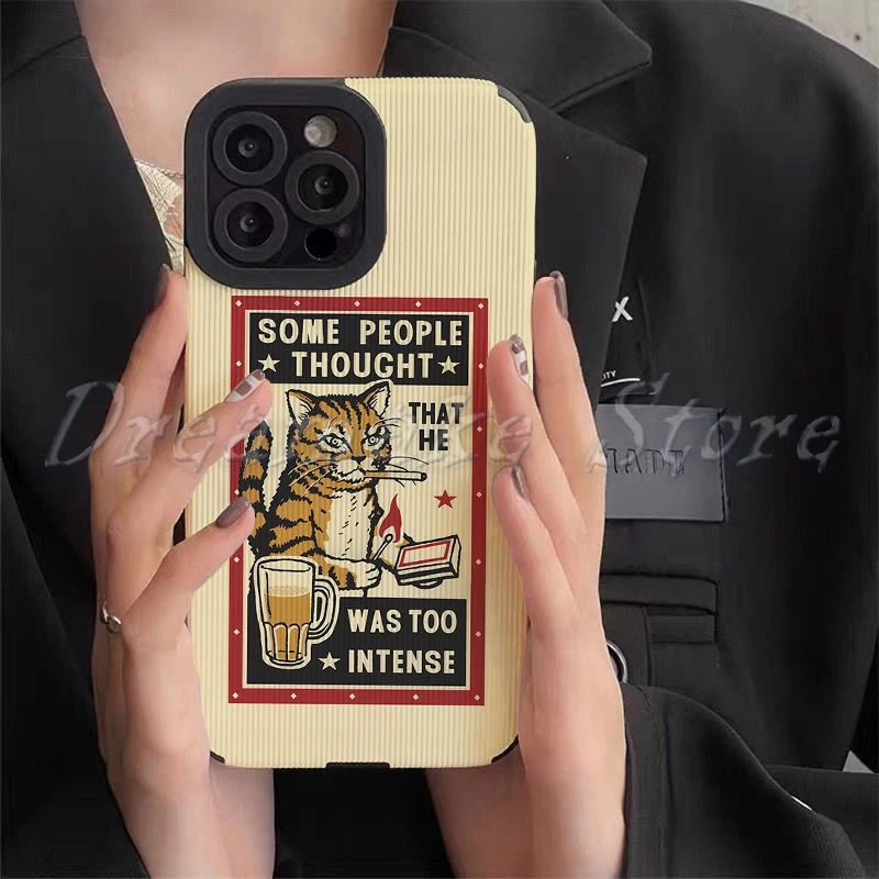 Cool Drunk Cat Phone Case for Iphone 11 Pro Max 12 13 Iphone 14 Pro Max Iphone 15 Pro Max Case