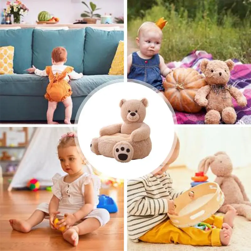 Kids Bear Plush Character Chair, confortável cadeira do braço, brinquedo dos desenhos animados das crianças, sofá preguiçoso, bebê bonito assento pequeno