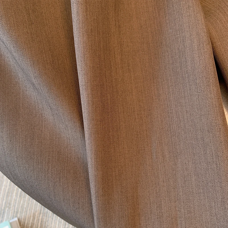 Plus-size women\'s spring casual pants brown polyester wide leg pants loose comfortable commuter pants hip size 160 plus