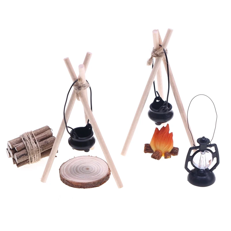 1:12 Dollhouse Camping Campfire Scene Model Dollhouse Miniature Bonfire Ornament Micro Garden Landscape Decoration Accessories