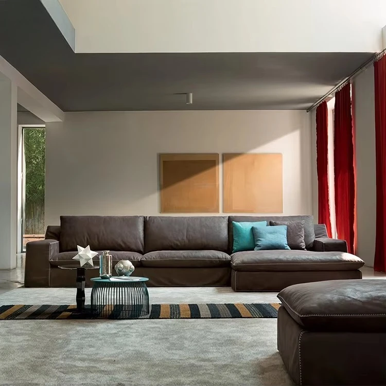 ye-Modern Luxury Spacious Sectional Sofa with Deep Seating Right Chaise, Premium Leather Upholstered Living Room Furniture-