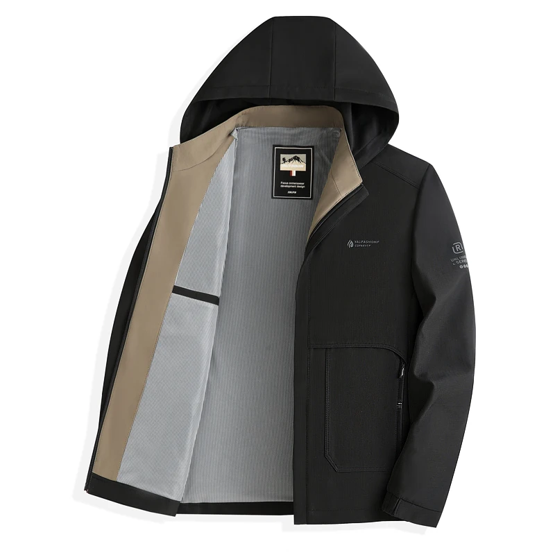 

Мужская повседневная куртка-жакет для мужчин среднего возраста с отстегивающимся воротником-шапкой, весна-осень