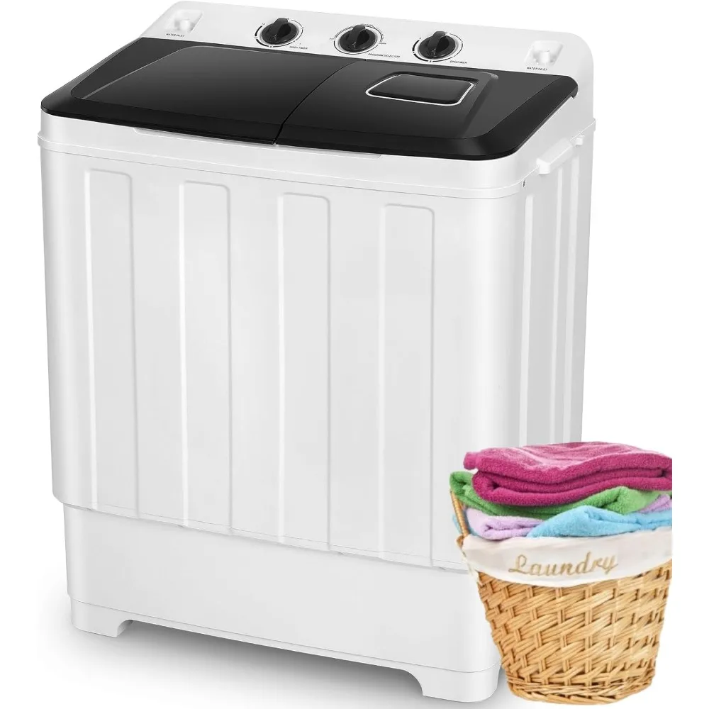 Portable Washing Machine 30lbs Capacity Twin Tub Compact Laundry Machine 19Lbs Washer and 11lbs Spin Dryer