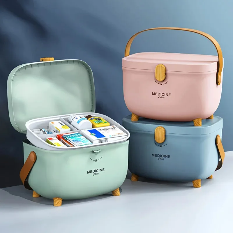 

Овальный ящик для хранения лекарств, пластиковый ящик для хранения домашних мелочей большой емкости, портативный ящик для хранения первой помощи