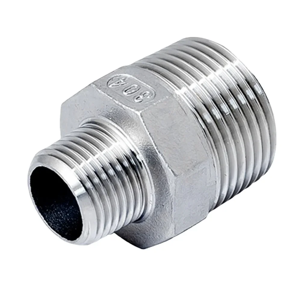 1/8" 1/4" 3/8" 1/2" 3/4" 1" 2" 3" 4" BSP NPT Male Reducer Hex Nipple 304 Stainless Steel Pipe Fitting Connector Coupler Adapter