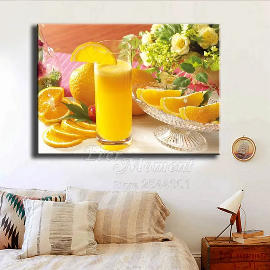 Ever Moment Diamond Painting Lemon Fruit Juice Orange Hobby 5D DIY Handmade Diamond Embroidery Full Square Round Drill ASF2007