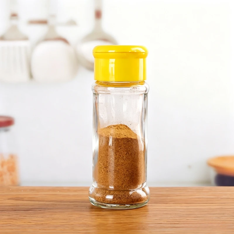 Glass Spice Shaker Bottle Pepper Powder Dispenser Condiment Storage Container Kitchen Seasoning Jar