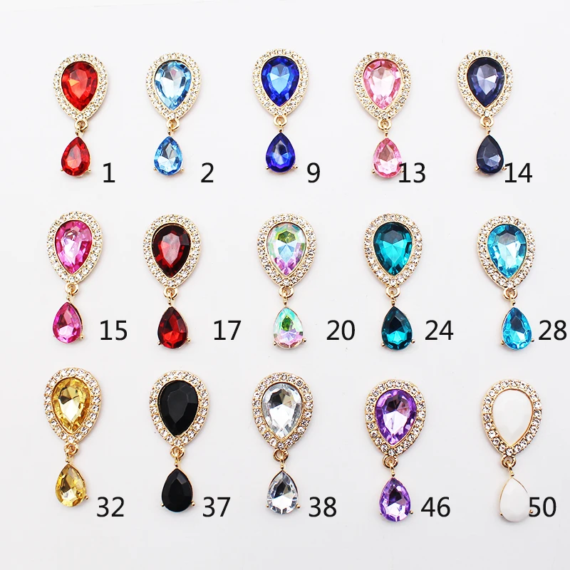 

10 pieces of 19 * 43mm alloy flat bottom water drop brooch dry gold hand sewn pendant jewelry Red wine gift box wedding decorati