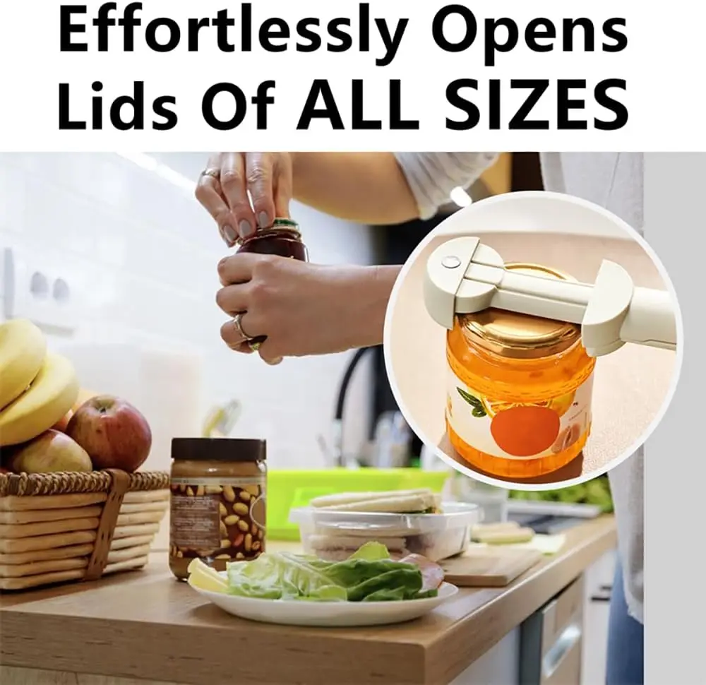 Jar Opener - Adjustable Stainless Steel Can Opener, Multifunctional Retractable Bottle Opener