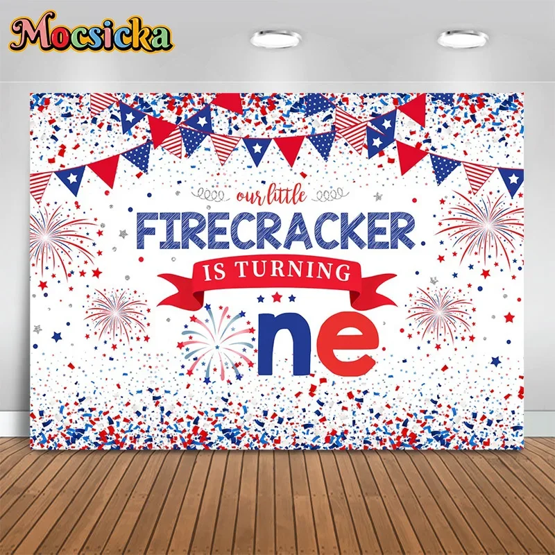

Mocsicka Baby Show Photography Backgrounds Firecracker Isturming One Happy Birthday Party Backdrop Cake Smash Banner Photo