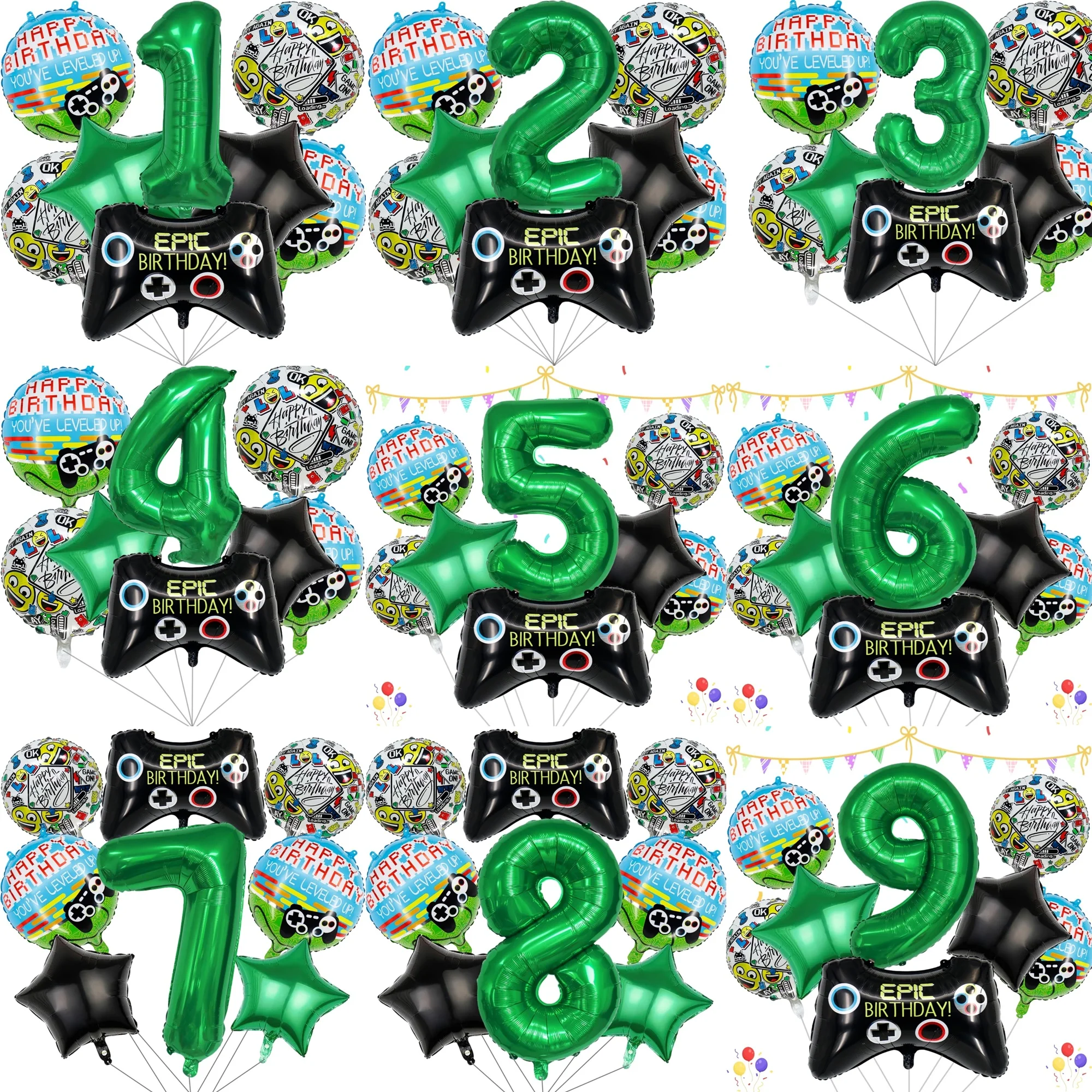 Game control handle black 1-9 aluminum mold digital balloons children\'s birthday toys party decorations game theme partysupplies
