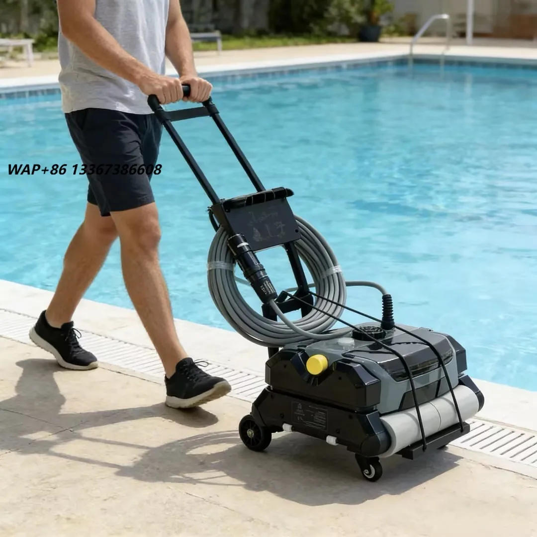 Professional Level Wired Swimming Pool Cleaning Robot with Heavy-Duty Transfer Cart and Filter Screen