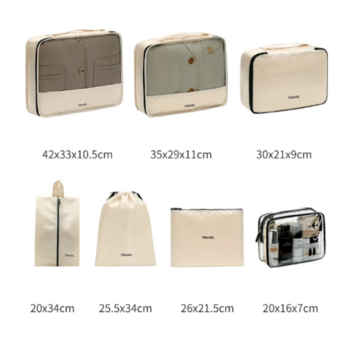 

Набор из 7 предметов для хранения дорожного набора Lingge, дорожная сумка для хранения, водонепроницаемая сумка для стирки и косметики из ПВХ, одежда, обувь, нижнее белье, Lugga