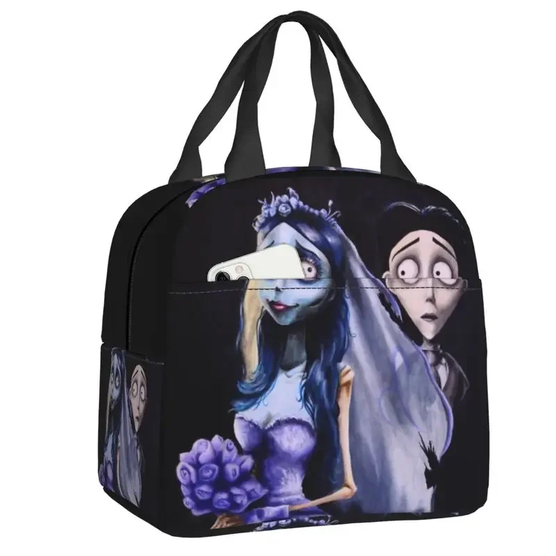 Halloween Film Corpse Bride Insulated Lunch Bag for Women Portable Ghost Tim Burton Thermal Cooler Lunch Tote Office Work School