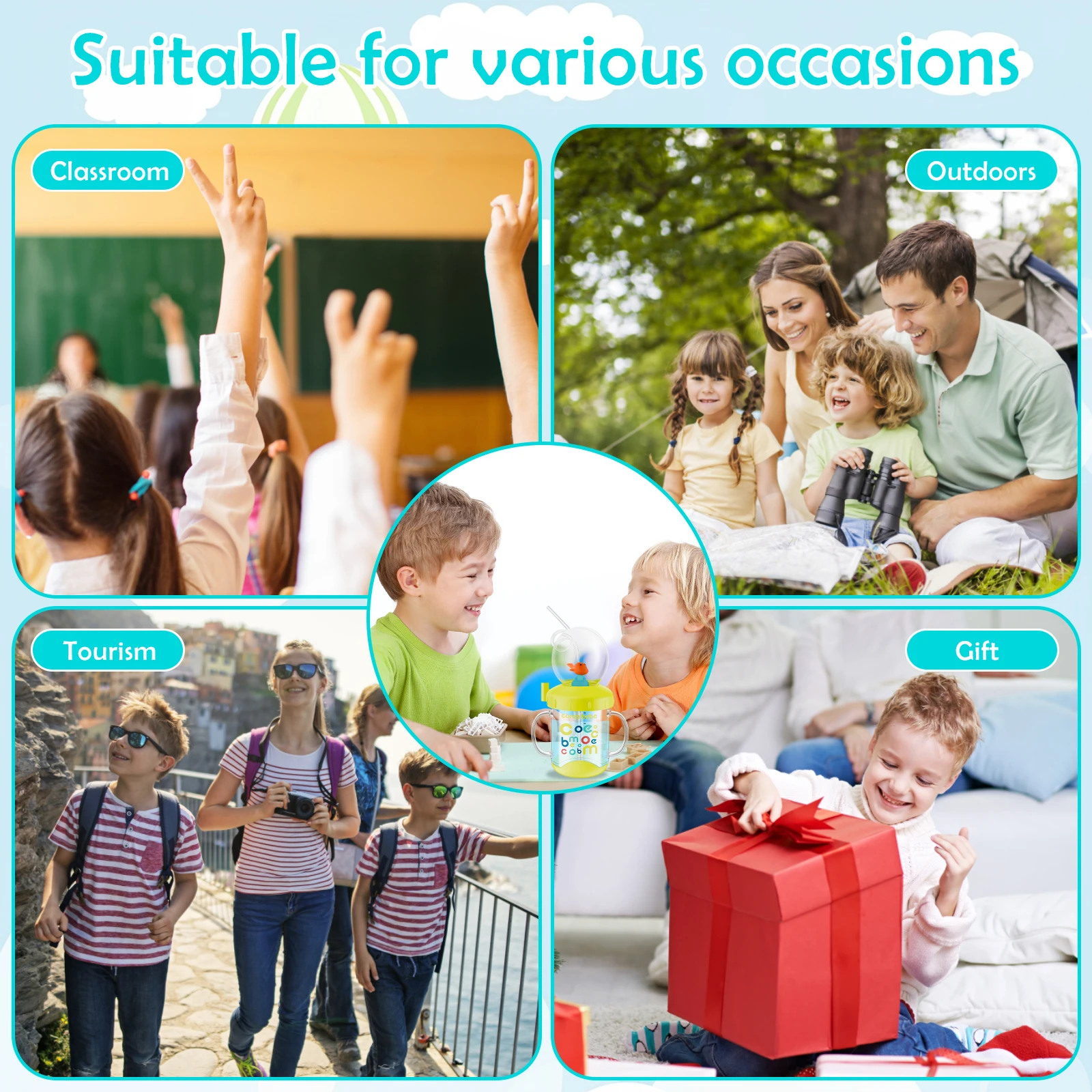 لطيف الحوت بخ كوب ماء الطفل تعلم شرب كوب مع القش BPA الحرة مانعة للتسرب الرضع أكواب مياه زجاجة 220 مللي كوب طفل صغير #6