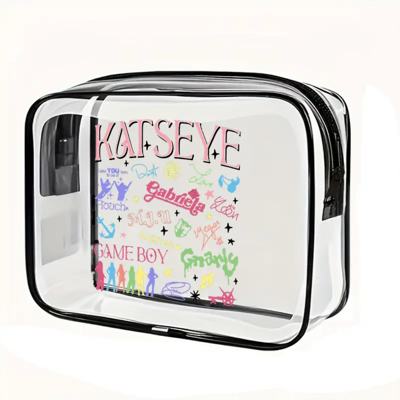 Women Large Capacity Pvc Waterproof Wash Bag Multi Functional Storage Bag Travel Makeup Bags Kpop Fan Gifts KATSEYE World Tour