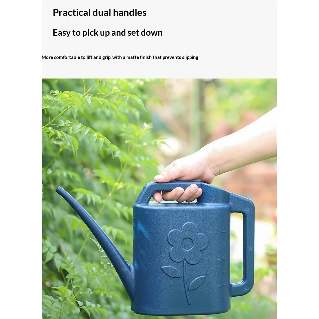 4L Large Capacity Home Use Flower Watering Pot Thick Plastic Long Mouth Watering Can for Garden Care
