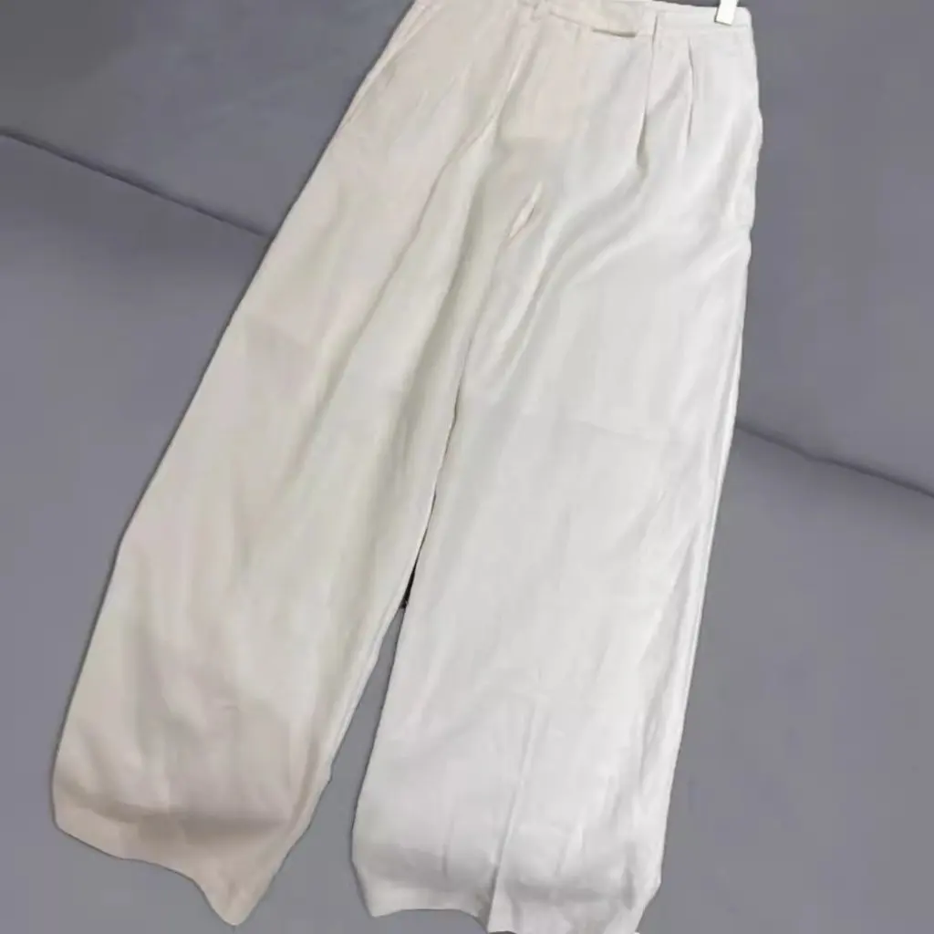 

New Spot Scale-Free Artistic Conception Wide-Leg Pants Suit Pure Color Fake Two-Piece Set Sub-Linen Material Beauty