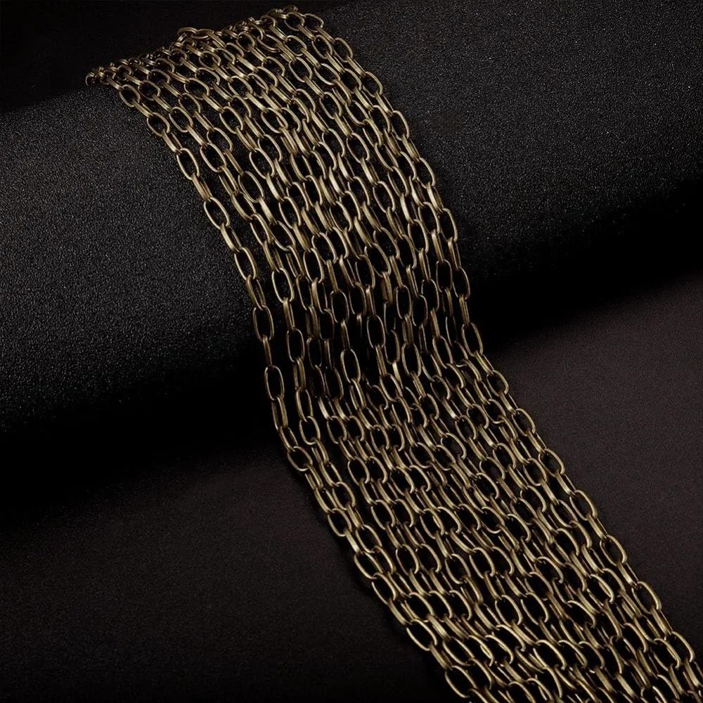 16.4 أقدام/5 متر العتيقة برونزية كبح كابل سلسلة ربط قلادة مشبك ورق سلسلة كبيرة 20 قطعة النحاس جراد البحر مخلب المشابك 50 قطعة النحاس