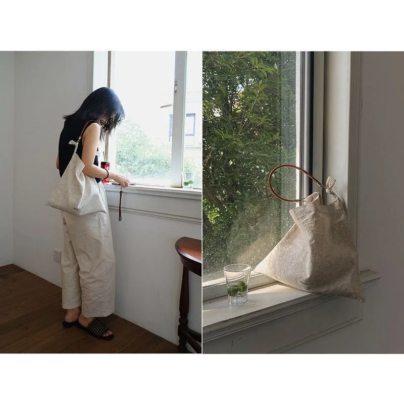 

Maybekuii Texture Embryo Cloth One-Piece Bag Independent Leather Rope Single oulder Bag for Women Large Canvas Tote Bag