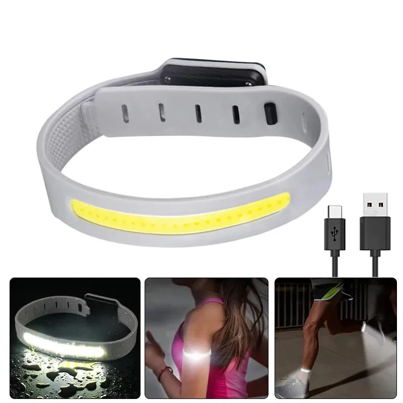 Portable COB Flashlight Built-in Battery Type-C Charging 3 Lighting Modes Sports Wristband Lantern For Camping Night Running