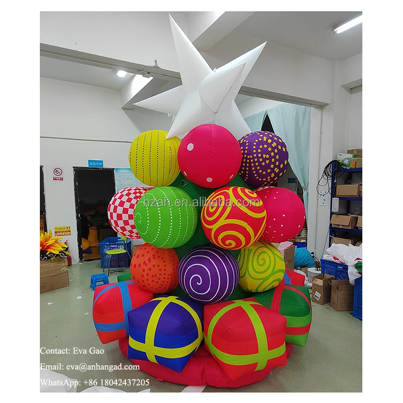 

Outdoor Decor Inflatable Christmas Gift Tree Led Light Inflatable Tree with Star on Top