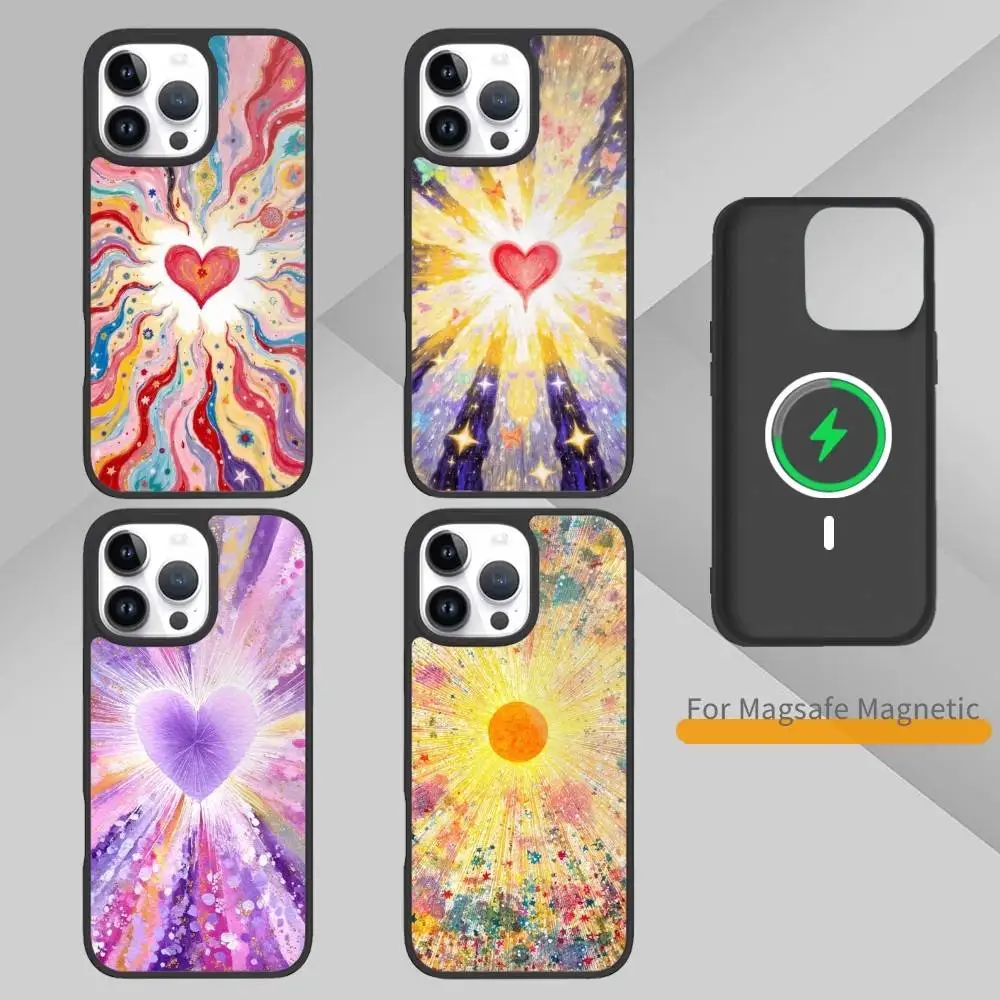 

Brilliant colorful radiating light Phone Case For iPhone17,16,15,14,13,12,11 Plus,Pro Max Magnetic For Magsafe Wireless Charging