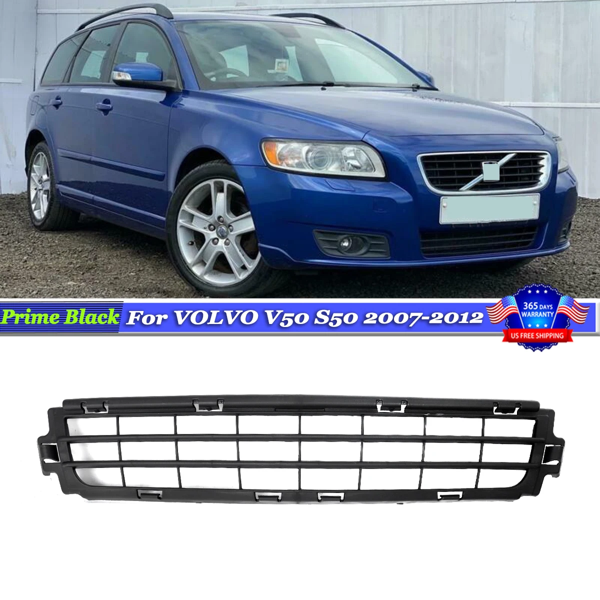 

For VOLVO S40 V50 S50 Front Bumper Lower Grille Grill Mesh 2007 2008 2009 2010 2012 Honeycomb Center Grille Insert 30744911