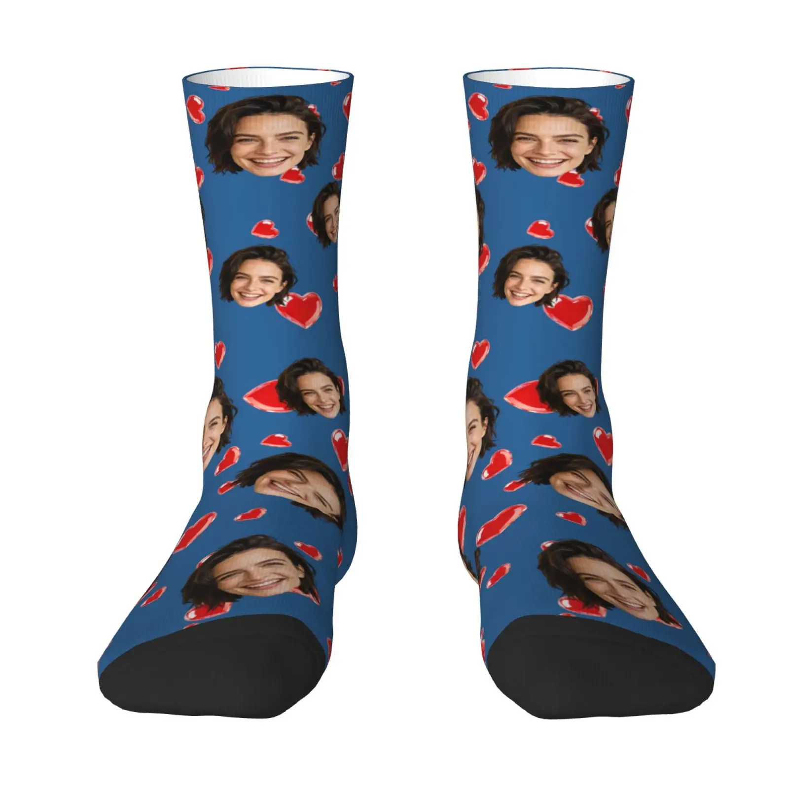 Custom Face Photo Socks Personalized Printed Design Anniversary Valentine Birthday Wedding Gift Unique Customizable Footwear view 4