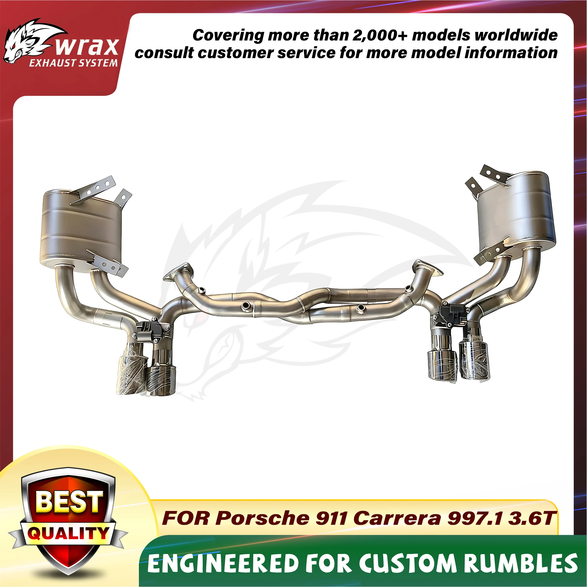 

WRAX Sport Quad-exit Exhaust for Porsche 911 Carrera 997.1 3.6T Electronic Vlave Catback Track-Inspired Aggressive Sound