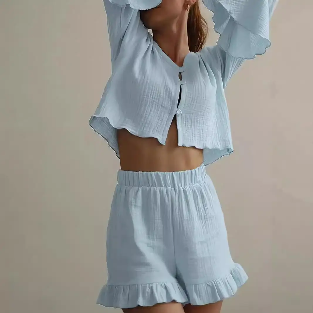 

Женская пижама Lotus Le с длинными рукавами, тонкая, в стиле панк, модный комплект из двух предметов, подходит для всех сезонов.