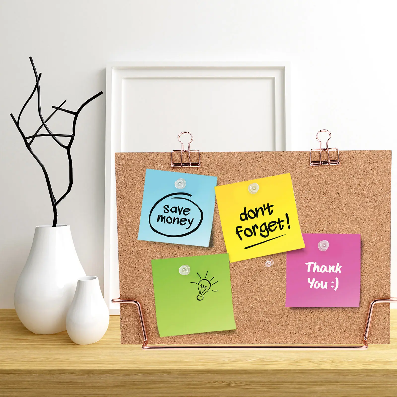 1Set Metal Premium Cork Small Cork Board For Home Office Desk Teacher Bulletin Board Frame Photo Display Calendar