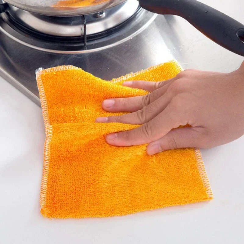 Microfiber Dish Washing Cloths, Bamboo Fiber,  Reusable, Anti-oil Cleaning Towels, Kitchen Cleaner, 18x23cm, 1 Pc, 5 Pcs, 10Pcs