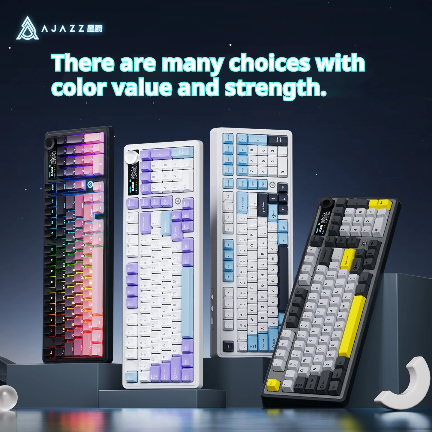 

Ajazz Ak980 Mechanical Keyboard Wireless Bluetooth Three Mode Customizable Gaming Side Carved For Office Computer Gamer Use