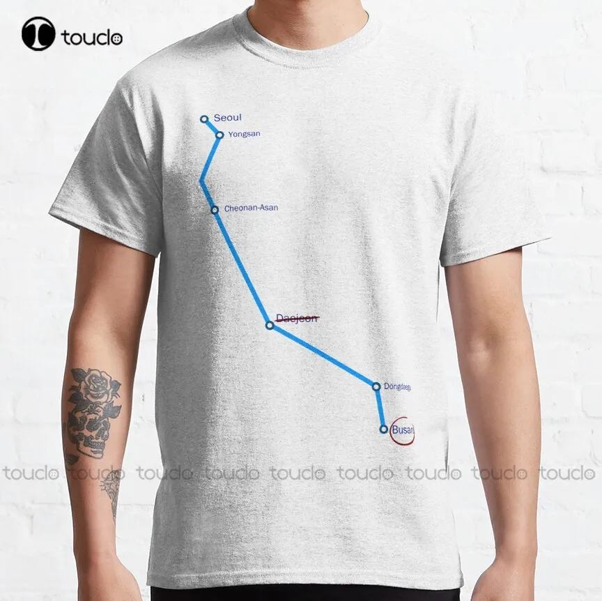 Train To Busan Zombie Film Train Route Classic T-Shirt white tshirts for mens cotton Custom aldult Teen unisex digital printing