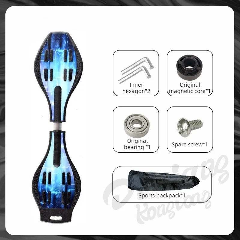 Kids 2-Wheel Twist Skateboard Toy Outdoor Sports Toys with Flashing LED Wheels Non-Slip Deck Portable for Beginner Training
