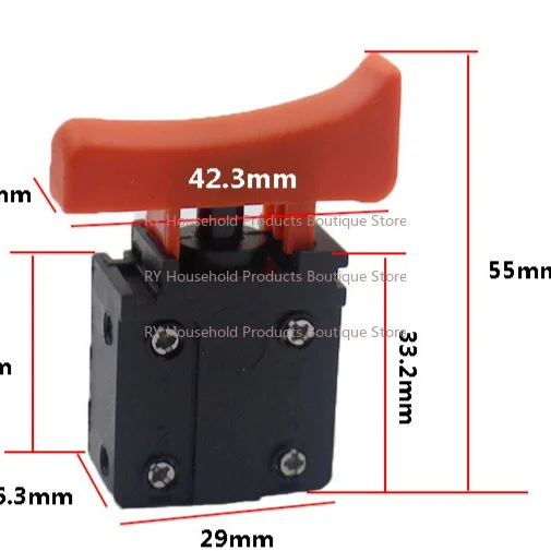 FA3-10/2D AC 250V 10A DPST NO Momentary Electric Power Tool Trigger Switch Black Orange