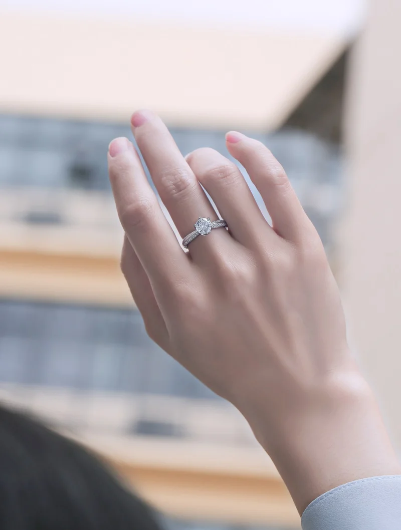 (GRA Certification)Moissanite ladies ring S925 silver tray, opening design, suitable for Love, Model R4149-808