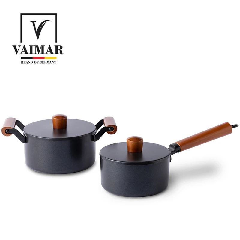 [VAIMR]-وعاء صلب مقاوم للصدأ للفاصوليا السوداء ، طقم إناء 2 ، 16 + 18 محيط محيطي