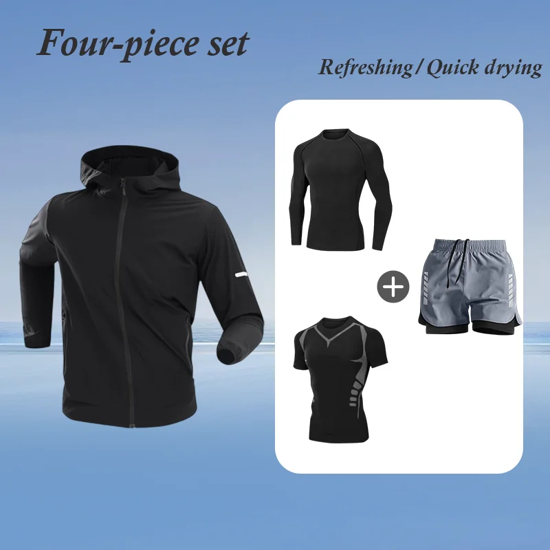 

Men's 2025 Running Fitness Sports Set Fashion Quick-Drying Tight Fit Wear Morning Run Training Cycling Outdoor Suit