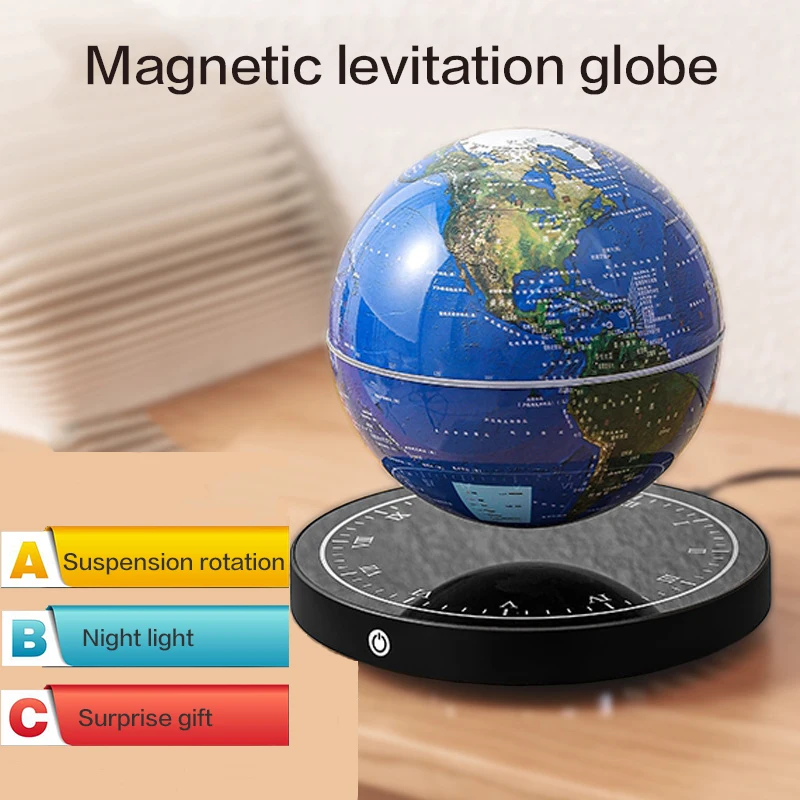 Magnetic levitation globe 3D stereoscopic luminous rotation night light black technology desktop decoration gift birthday gift